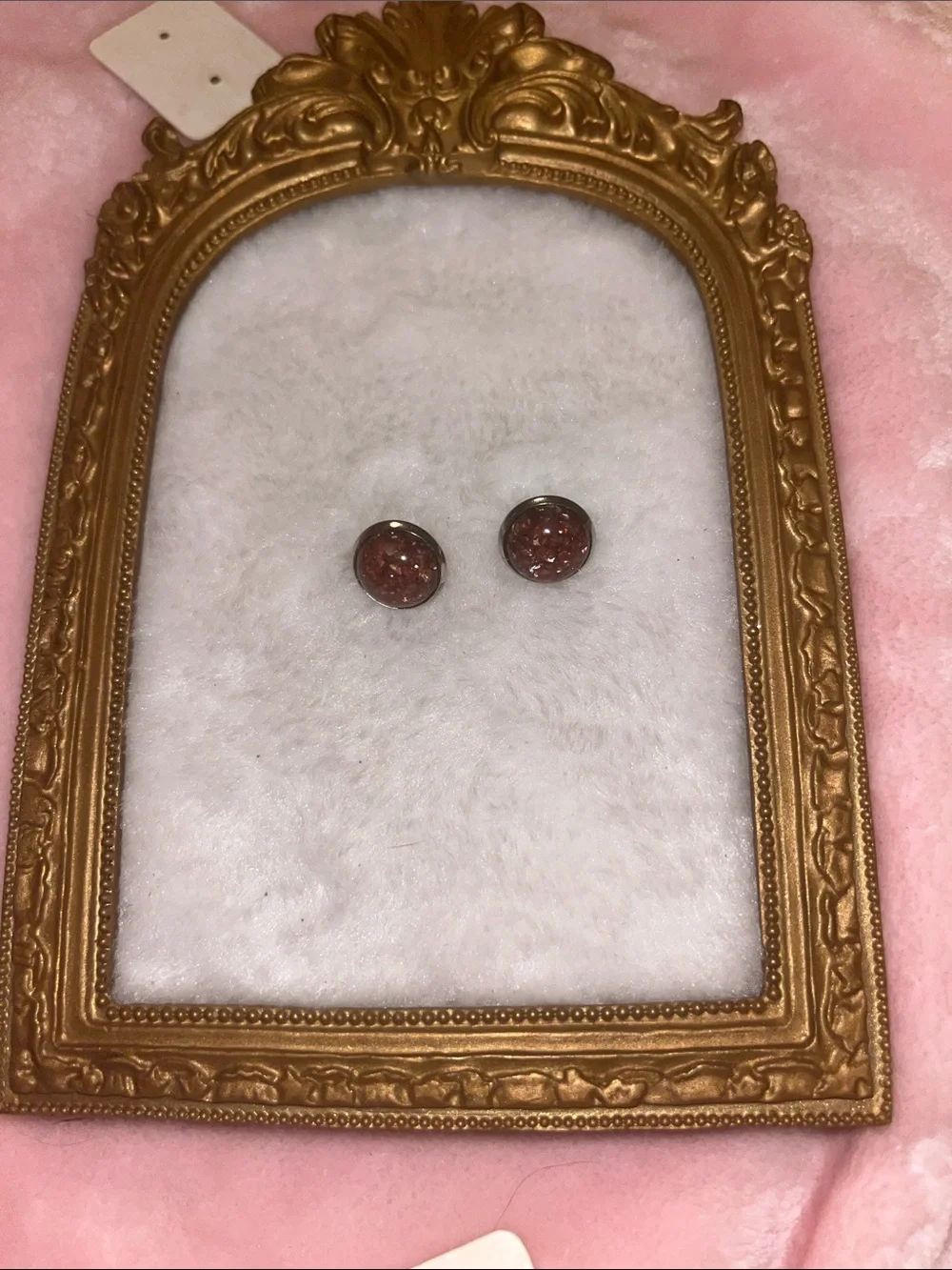 Sparkling Rose Gold Druzy Stud Earrings - Women Jewelry silver